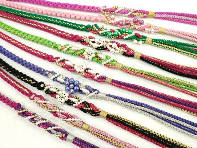 平和屋着物●和装小物 振袖用飾り付き帯締め１０本セット パール 花 金銀糸 逸品 CAAX8198ju