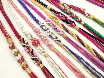平和屋着物●和装小物 振袖用飾り付き帯締め１０本セット パール 花 金銀糸 逸品 CAAX8202ju