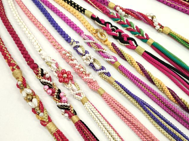 平和屋着物●和装小物 振袖用飾り付き帯締め１０本セット パール 花 金銀糸 逸品 CAAX8202ju