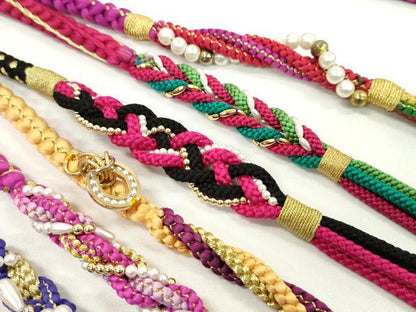 平和屋着物●和装小物 振袖用飾り付き帯締め１０本セット パール 花 金銀糸 逸品 CAAX8202ju