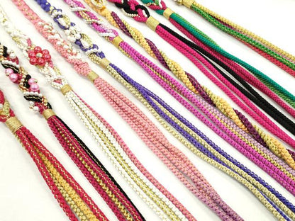 平和屋着物●和装小物 振袖用飾り付き帯締め１０本セット パール 花 金銀糸 逸品 CAAX8202ju
