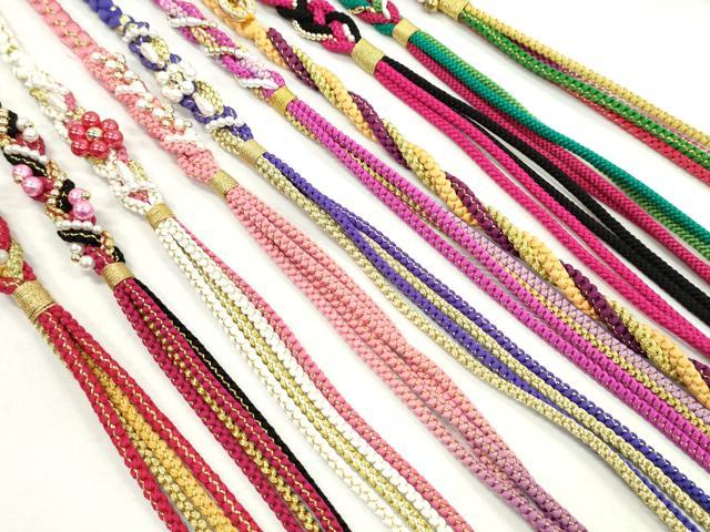 平和屋着物●和装小物 振袖用飾り付き帯締め１０本セット パール 花 金銀糸 逸品 CAAX8202ju