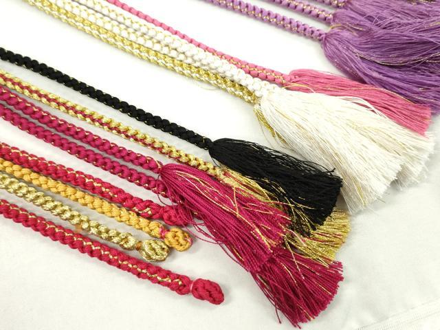 平和屋着物●和装小物 振袖用飾り付き帯締め１０本セット パール 花 金銀糸 逸品 CAAX8202ju