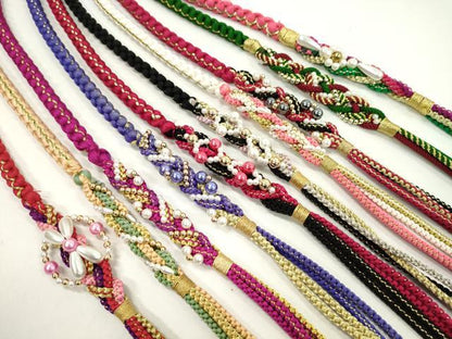 平和屋着物●和装小物　振袖用飾り付き帯締め１０本セット　パール　花　金銀糸　逸品　CAAX8205ju