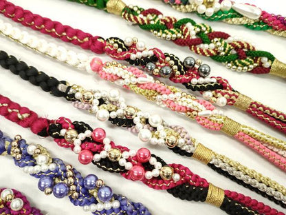 平和屋着物●和装小物　振袖用飾り付き帯締め１０本セット　パール　花　金銀糸　逸品　CAAX8205ju