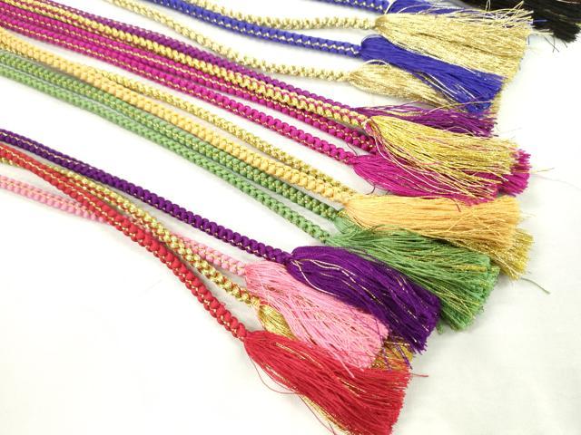 平和屋着物●和装小物　振袖用飾り付き帯締め１０本セット　パール　花　金銀糸　逸品　CAAX8205ju
