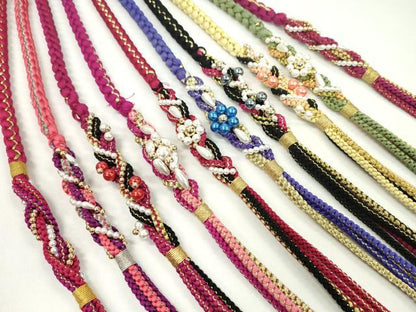 平和屋着物●和装小物 振袖用飾り付き帯締め１０本セット パール 花 金銀糸 逸品 CAAX8207ju