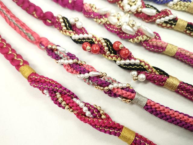 平和屋着物●和装小物 振袖用飾り付き帯締め１０本セット パール 花 金銀糸 逸品 CAAX8207ju