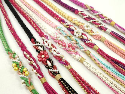 平和屋着物●和装小物　振袖用飾り付き帯締め１０本セット　パール　花　金銀糸　逸品　CAAX8208ju