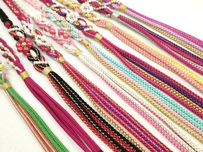 平和屋着物●和装小物　振袖用飾り付き帯締め１０本セット　パール　花　金銀糸　逸品　CAAX8208ju