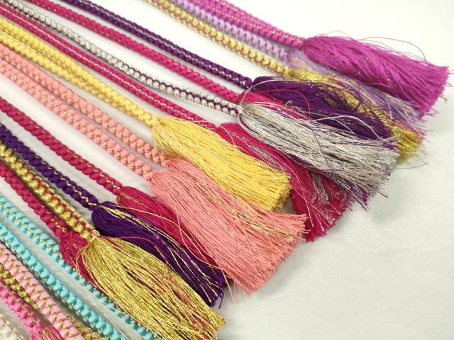 平和屋着物●和装小物　振袖用飾り付き帯締め１０本セット　パール　花　金銀糸　逸品　CAAX8208ju