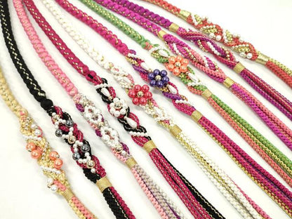 平和屋着物●和装小物 振袖用飾り付き帯締め１０本セット パール 花 金糸 逸品 CAAX8210ju