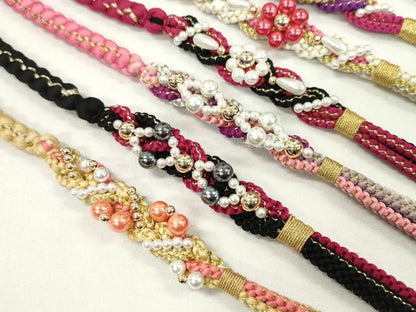 平和屋着物●和装小物 振袖用飾り付き帯締め１０本セット パール 花 金糸 逸品 CAAX8210ju