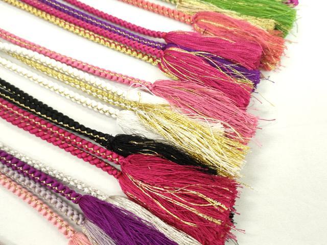 平和屋着物●和装小物 振袖用飾り付き帯締め１０本セット パール 花 金糸 逸品 CAAX8210ju