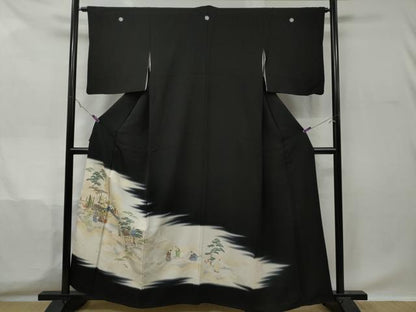 平和屋着物■豪華黒留袖　寿光織　人物風景文　金糸　正絹　逸品　CAAX8531dy