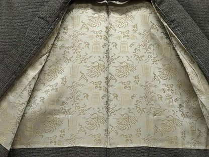 平和屋着物●男性　紬　アンサンブル　120亀甲　正絹　逸品　CAAX8538dy