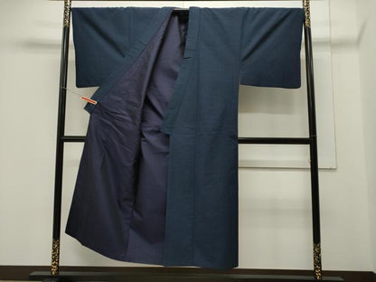 平和屋着物●男性 紬 アンサンブル 濃紺地 正絹 逸品 CAAX8539dy