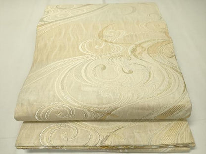 平和屋着物▽スリーシーズン 春夏秋 両方向 両面 全通柄袋帯 草花文 金銀糸 正絹 逸品 未使用 CAAX8658dy