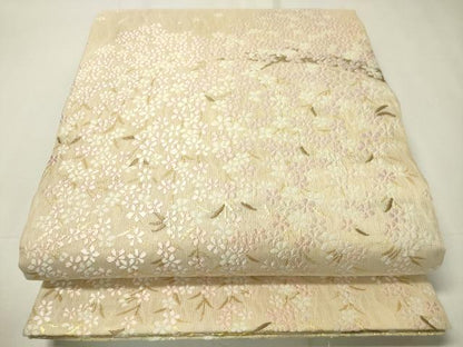 平和屋着物▽スリーシーズン 春夏秋 両方向 両面 全通柄袋帯 草花文 金銀糸 正絹 逸品 未使用 CAAX8658dy