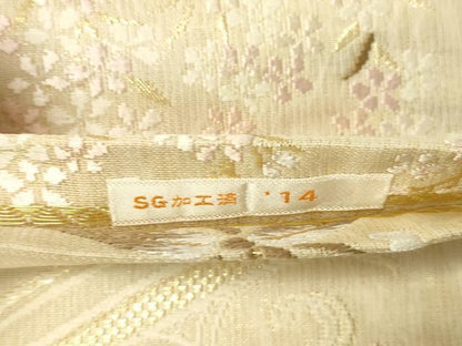 平和屋着物▽スリーシーズン 春夏秋 両方向 両面 全通柄袋帯 草花文 金銀糸 正絹 逸品 未使用 CAAX8658dy