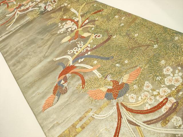 平和屋着物▼六通柄袋帯 鳳凰花文 引箔唐織錦 金銀糸 正絹 逸品 CAAX8723dy