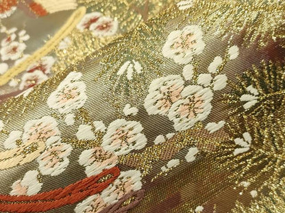 平和屋着物▼六通柄袋帯 鳳凰花文 引箔唐織錦 金銀糸 正絹 逸品 CAAX8723dy