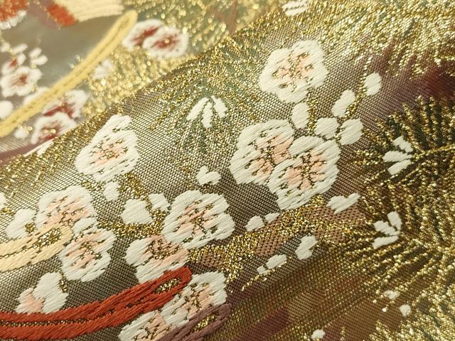 平和屋着物▼六通柄袋帯 鳳凰花文 引箔唐織錦 金銀糸 正絹 逸品 CAAX8723dy
