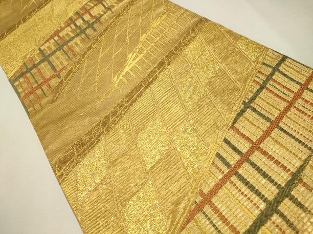 平和屋着物▼六通柄袋帯 作家物 京の旅 京の町家 金糸 正絹 逸品 CAAX8744dy