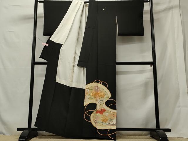 平和屋着物■豪華黒留袖 駒刺繍 五三桐芝花文 暈し染め 金彩 正絹 逸品 CAAX8855oy