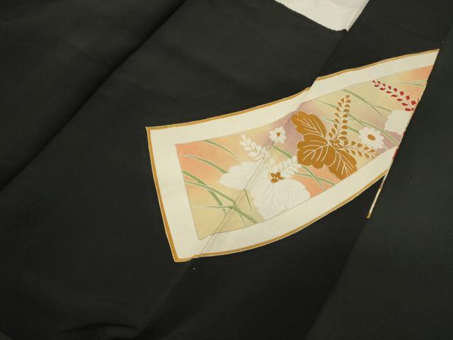 平和屋着物■豪華黒留袖 駒刺繍 五三桐芝花文 暈し染め 金彩 正絹 逸品 CAAX8855oy