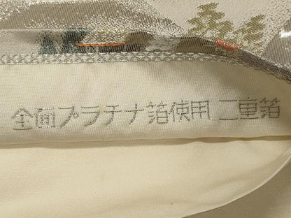 平和屋着物◎六通柄袋帯 錦麗山水絵図 全面プラチナ箔使用 二重箔 正絹 逸品 CAAX9160oy
