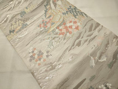 平和屋着物◎六通柄袋帯 錦麗山水絵図 全面プラチナ箔使用 二重箔 正絹 逸品 CAAX9160oy