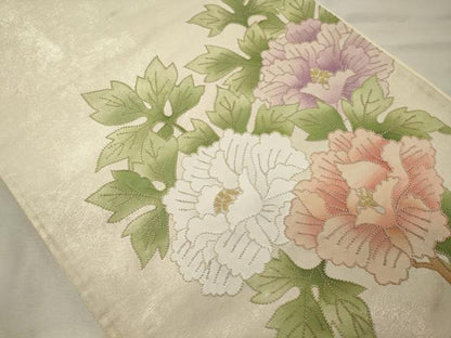 平和屋着物◎中国三大刺繍 総相良刺繍 太鼓柄袋帯 草花文 正絹 逸品 CAAX9172oy