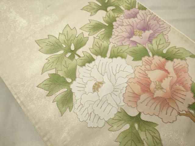 平和屋着物◎中国三大刺繍 総相良刺繍 太鼓柄袋帯 草花文 正絹 逸品 CAAX9172oy