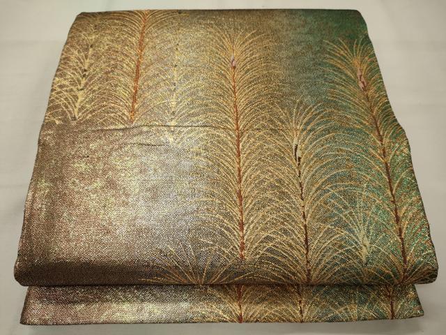 平和屋着物◎両面 六通柄袋帯 大王松 金糸 正絹 逸品 CAAX9174oy
