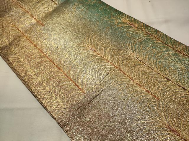 平和屋着物◎両面 六通柄袋帯 大王松 金糸 正絹 逸品 CAAX9174oy