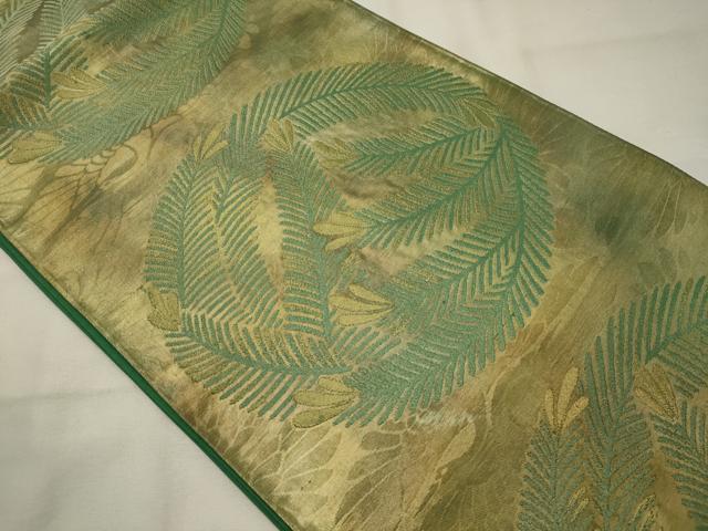 平和屋着物◎六通柄袋帯 松葉丸文 金糸 正絹 逸品 CAAX9182oy