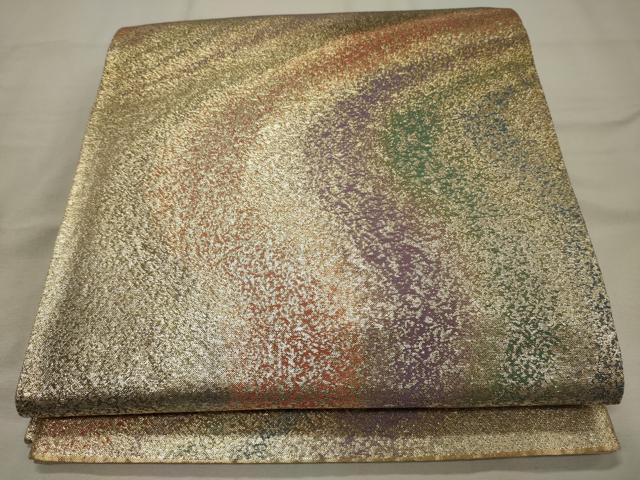 平和屋着物◎六通柄袋帯 霞文 金糸 正絹 逸品 CAAX9193oy