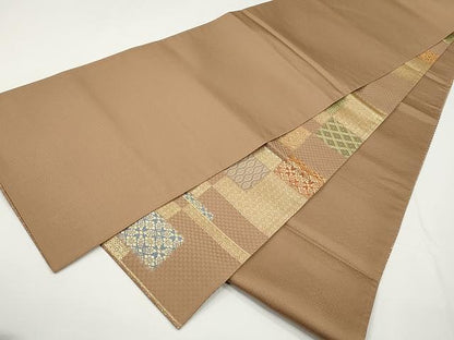 平和屋着物●両面 六通柄袋帯 色紙重ね吉祥文 金糸 正絹 逸品 CAAX9210yk
