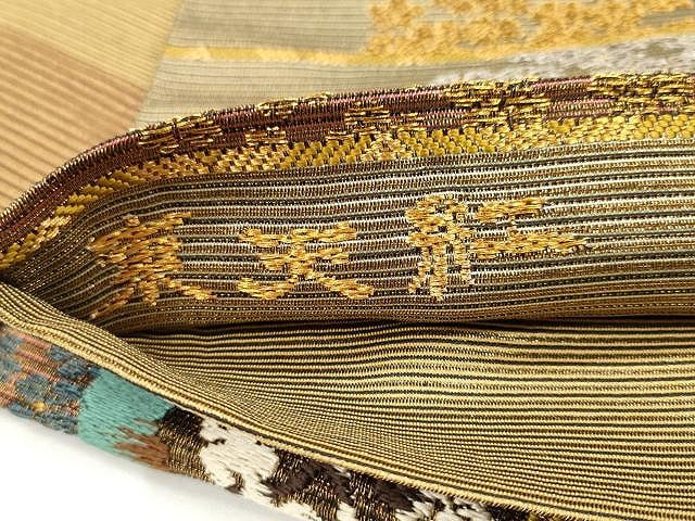 平和屋着物●両面　六通柄袋帯　唐織　東天紅　金銀糸　正絹　逸品　CAAX9213yk
