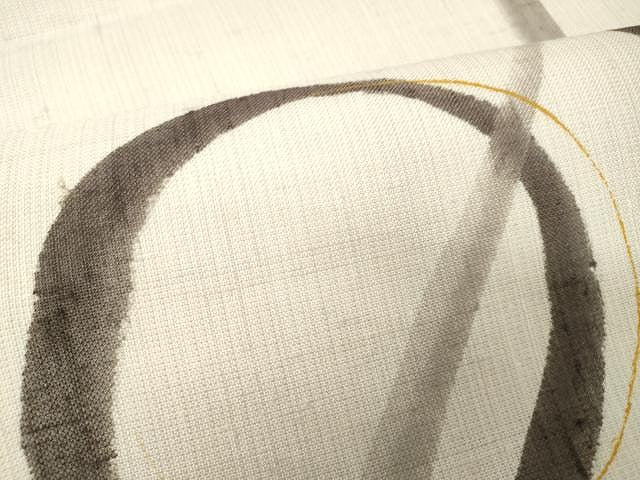 平和屋着物▽スリーシーズン 春夏秋 太鼓柄袋帯 手描き 紬地 丸文 反端付き 正絹 逸品 CAAX9221yk