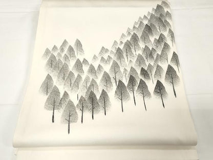 平和屋着物●塩瀬　太鼓柄袋帯　作家物　手描き　樹林文　正絹　逸品　CAAX9237yk