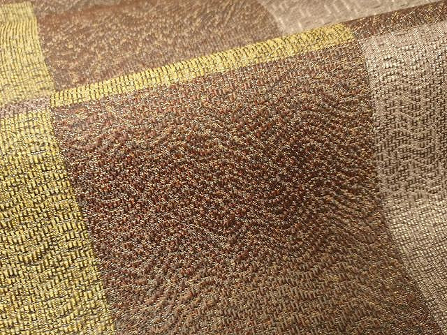 平和屋着物●六通柄袋帯 市松文 金糸 正絹 逸品 CAAX9241yk