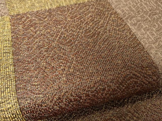 平和屋着物●六通柄袋帯 市松文 金糸 正絹 逸品 CAAX9241yk