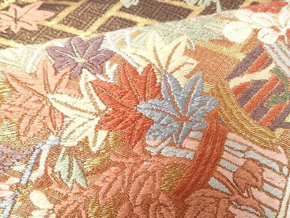 平和屋着物●佐賀錦 六通柄袋帯 唐織 花東唐花文 金糸 正絹 逸品 CAAX9245yk