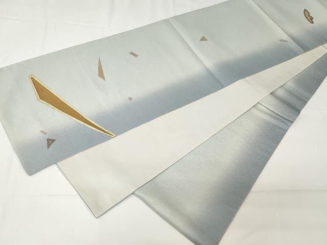 平和屋着物●六通柄袋帯 舞花文 銀通し地 正絹 逸品 CAAX9251yk