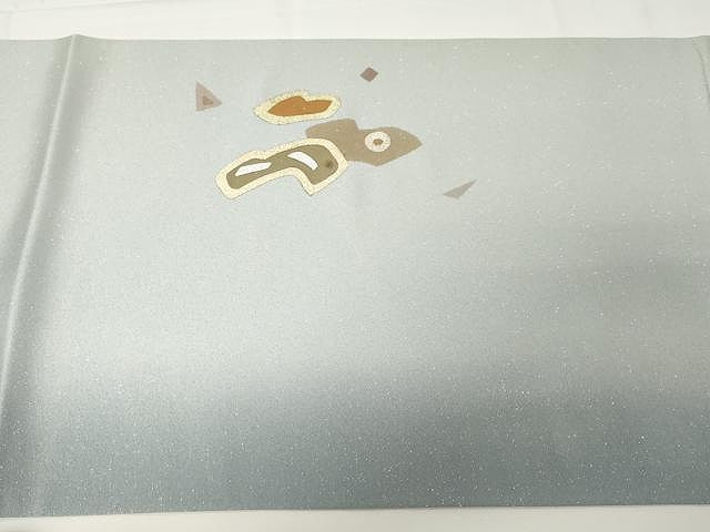 平和屋着物●六通柄袋帯 舞花文 銀通し地 正絹 逸品 CAAX9251yk