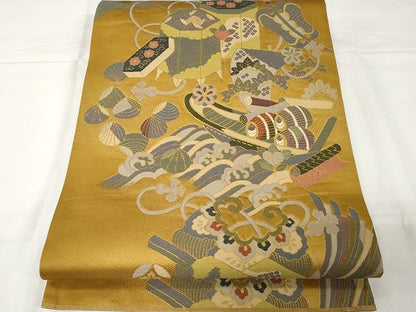 平和屋着物●六通柄袋帯　鬼壁錦　碧涛秀宝文　正絹　逸品　CAAX9254yk