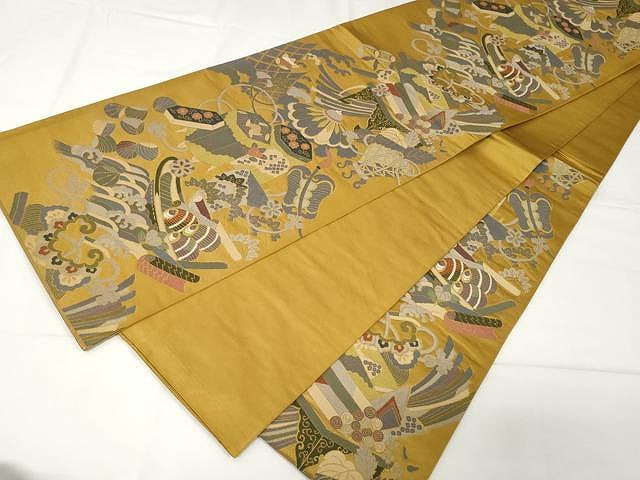平和屋着物●六通柄袋帯　鬼壁錦　碧涛秀宝文　正絹　逸品　CAAX9254yk