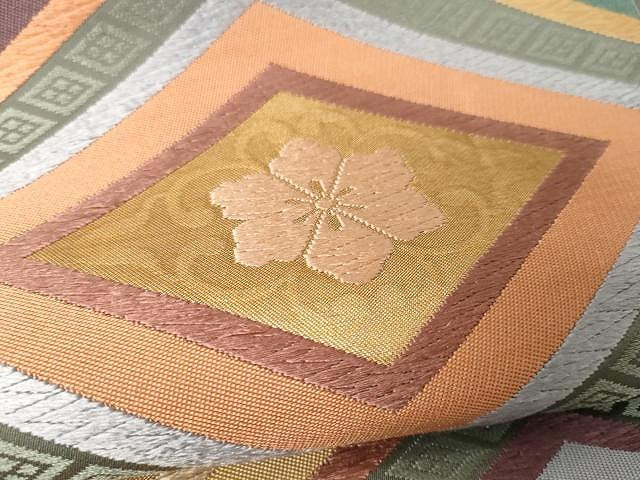 平和屋着物●六通柄　本袋帯　唐織　菱花文　金糸　正絹　逸品　CAAX9255yk
